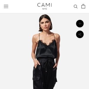 CAMI NYC - Black Racer Charmeuse Cami - XS